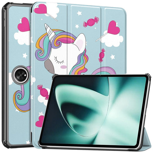 Pattern Printing Tablet Case for OnePlus Pad PU Leather Tri-fold Stand Anti-drop Tablet Cover - Horse