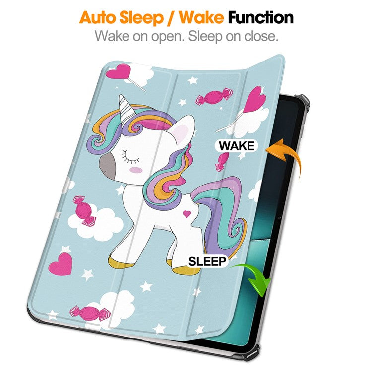 Pattern Printing Tablet Case for OnePlus Pad PU Leather Tri-fold Stand Anti-drop Tablet Cover - Horse