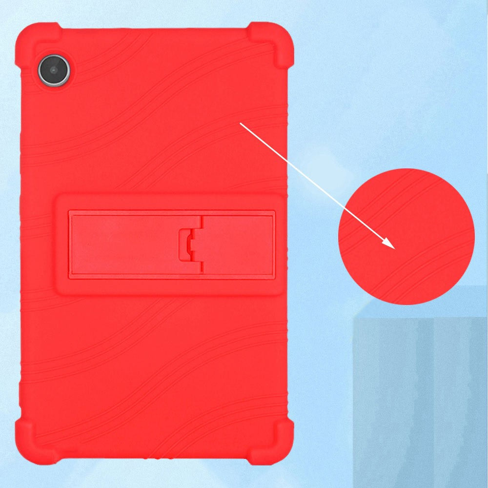 For Lenovo Tab M8 (4th Gen) 2024 TB-301XU / M8 (4th Gen) 2023 TB-300FU Silicone Case Kickstand Tablet Cover - Red