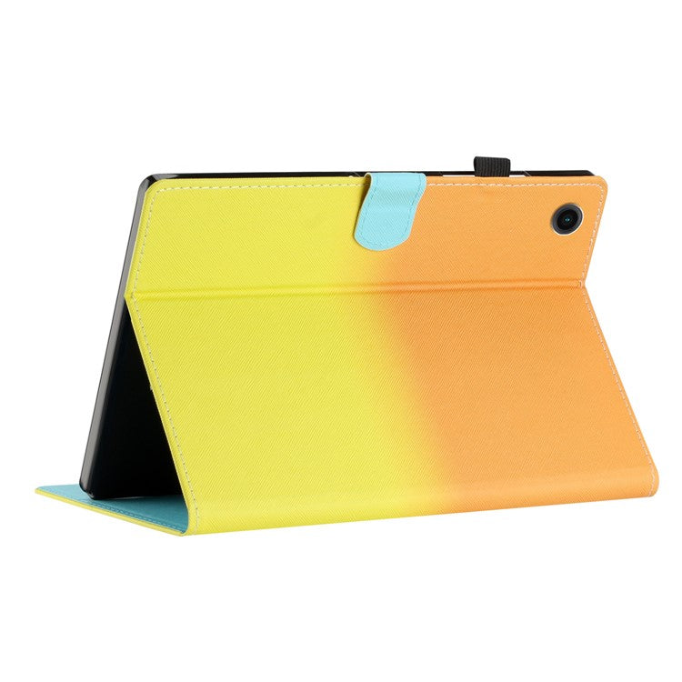 For Huawei Enjoy Tablet 2 / MatePad T 10 / T 10S / Honor Pad 6 10.1-inch / Pad X6 9.7 inch Stitching Lines Gradient Leather Tablet Stand Case - Orange / Yellow