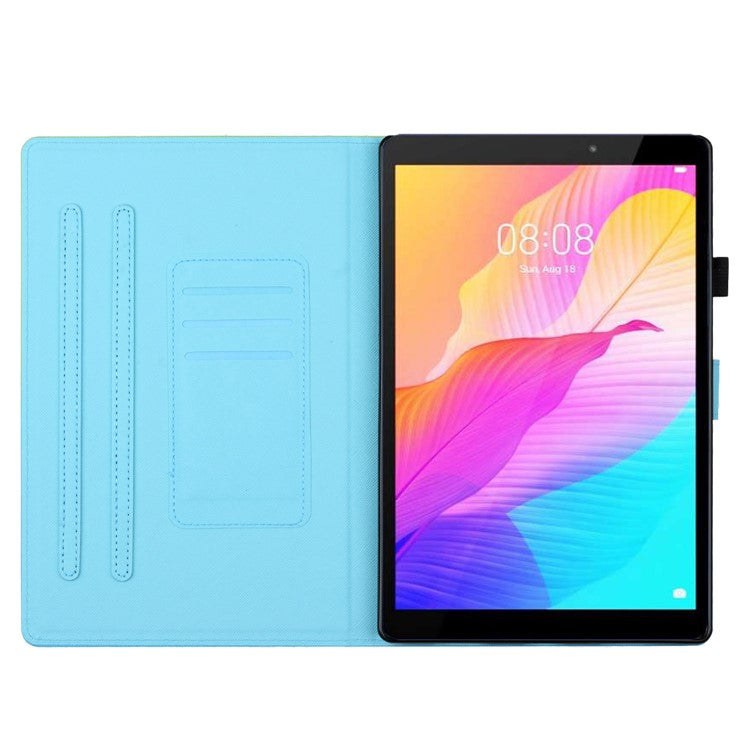 For Huawei Enjoy Tablet 2 / MatePad T 10 / T 10S / Honor Pad 6 10.1-inch / Pad X6 9.7 inch Stitching Lines Gradient Leather Tablet Stand Case - Purple / Blue