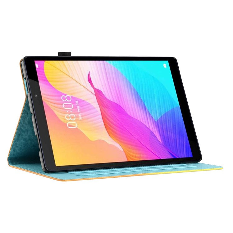 For Huawei Enjoy Tablet 2 / MatePad T 10 / T 10S / Honor Pad 6 10.1-inch / Pad X6 9.7 inch Stitching Lines Gradient Leather Tablet Stand Case - Pink / Blue