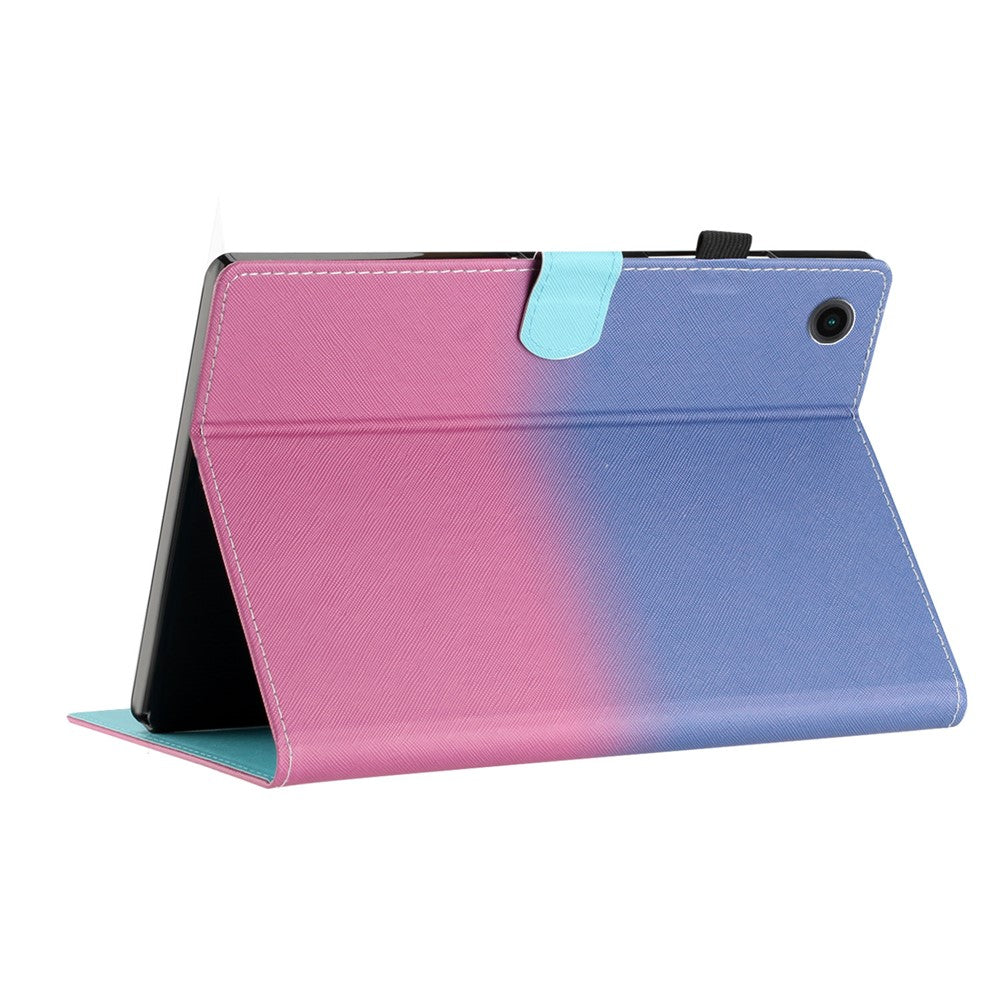 For Lenovo Tab M10 Plus TB-X606F Gradient PU Leather Card Holder Tablet Cover Flip Stand Anti-drop Case - Blue / Rose