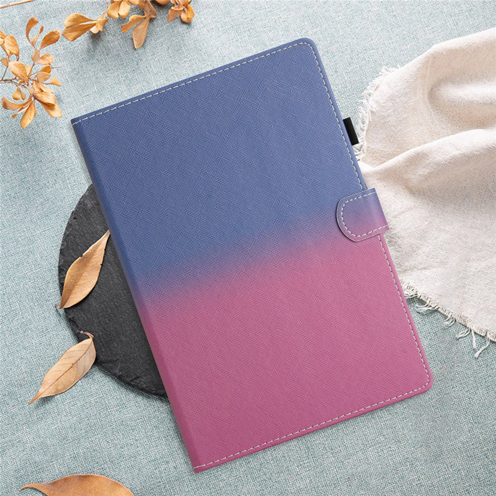 For Lenovo Tab M10 Plus TB-X606F Gradient PU Leather Card Holder Tablet Cover Flip Stand Anti-drop Case - Blue / Rose