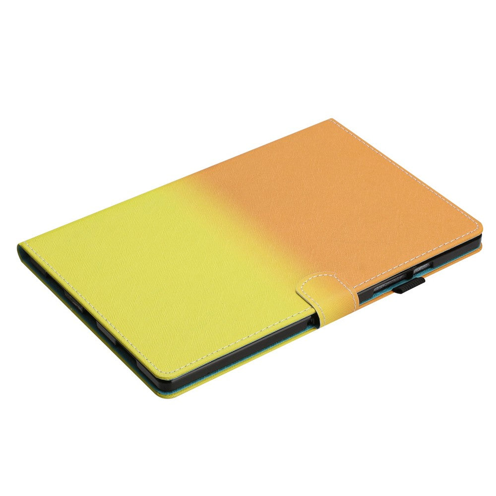 For Lenovo Tab M10 Plus TB-X606F Gradient PU Leather Card Holder Tablet Cover Flip Stand Anti-drop Case - Orange / Yellow