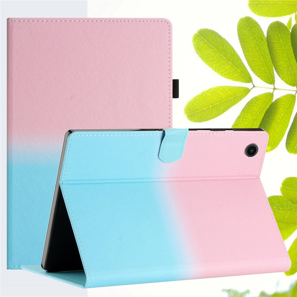 For Lenovo Tab M10 Plus (3rd Gen) / Xiaoxin Pad 2022 10.6 inch Gradient Color Leather Tablet Stand Case Stitching Lines Cover - Pink / Blue