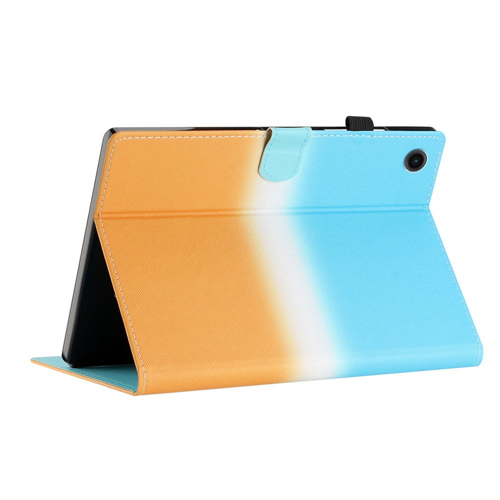 For Lenovo Tab M10 Plus (3rd Gen) / Xiaoxin Pad 2022 10.6 inch Gradient Color Leather Tablet Stand Case Stitching Lines Cover - Blue / Orange
