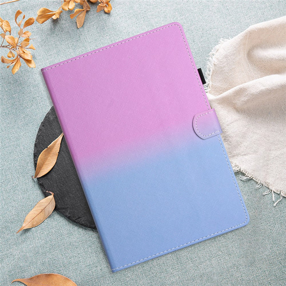 For Lenovo Tab M10 Plus (3rd Gen) / Xiaoxin Pad 2022 10.6 inch Gradient Color Leather Tablet Stand Case Stitching Lines Cover - Purple / Blue