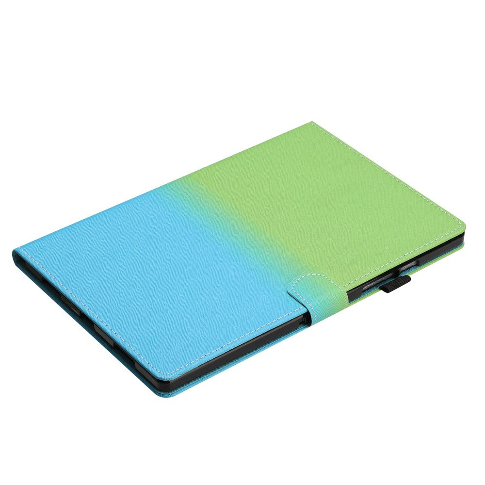 For Lenovo Tab M10 Plus (3rd Gen) / Xiaoxin Pad 2022 10.6 inch Gradient Color Leather Tablet Stand Case Stitching Lines Cover - Green / Blue