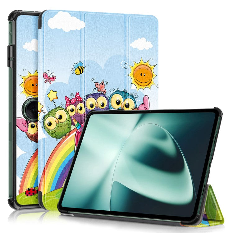 For OnePlus Pad / Oppo Pad 2 Tri-fold Stand Tablet Case Pattern Printing Tablet Leather Cover with Auto Wake / Sleep - Horse