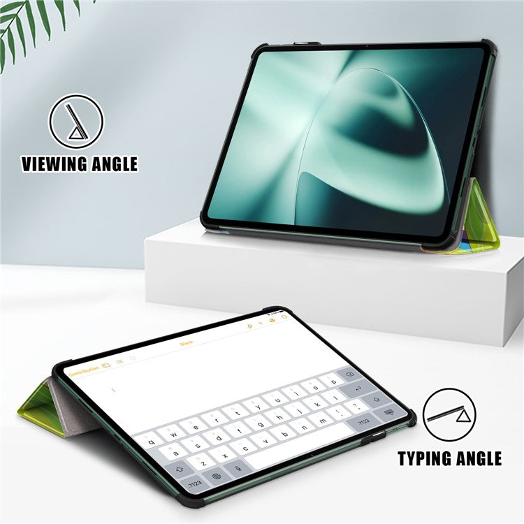 For OnePlus Pad / Oppo Pad 2 Tri-fold Stand Tablet Case Pattern Printing Tablet Leather Cover with Auto Wake / Sleep - Horse