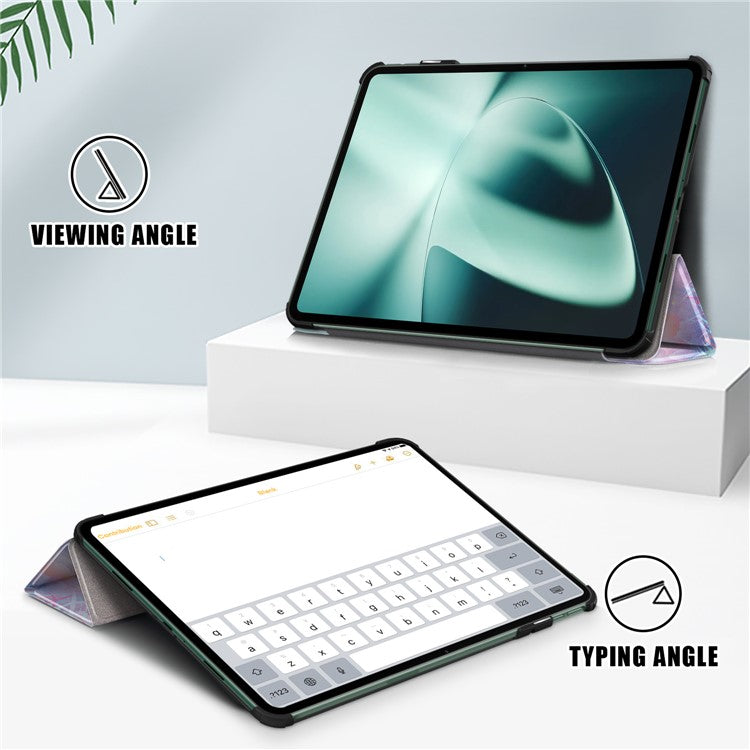 For OnePlus Pad / Oppo Pad 2 Tri-fold Stand Tablet Case Pattern Printing Tablet Leather Cover with Auto Wake / Sleep - Fantasy Deer