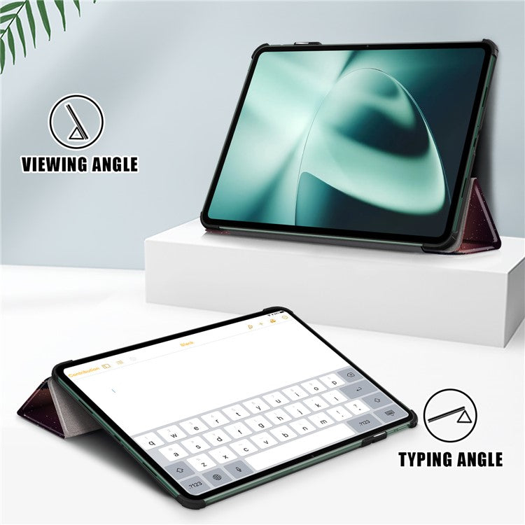 For OnePlus Pad / Oppo Pad 2 Tri-fold Stand Tablet Case Pattern Printing Tablet Leather Cover with Auto Wake / Sleep - Nightfall