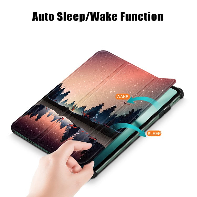 For OnePlus Pad / Oppo Pad 2 Tri-fold Stand Tablet Case Pattern Printing Tablet Leather Cover with Auto Wake / Sleep - Nightfall