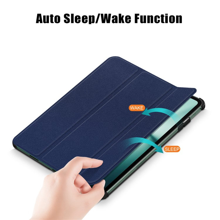 Leather Tablet Case for OnePlus Pad / Oppo Pad 2 Tri-fold Stand Tablet Cover with Auto Wake / Sleep - Dark Blue
