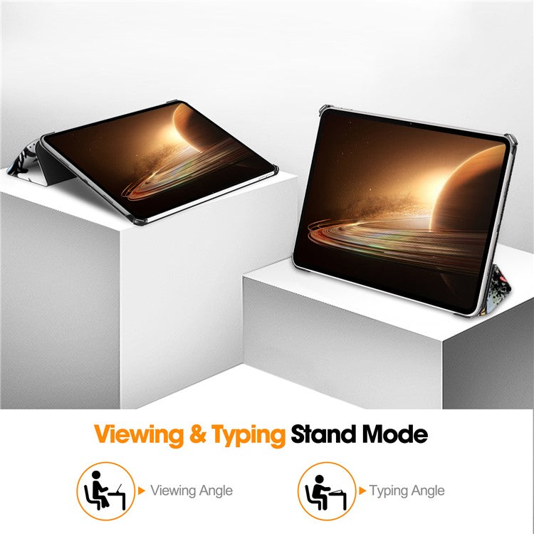 Trifold Stand Smart Case for Oppo Pad 2 , PU Leather Pattern Printing Folio Cover - Graffiti