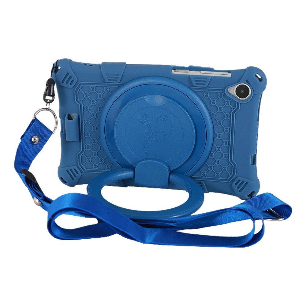 For Lenovo Tab M8 (4th Gen) 2024 TB-301XU / M8 (4th Gen) 2023 TB-300FU PC + Silicone Tablet Case Kickstand Cover - Dark Blue