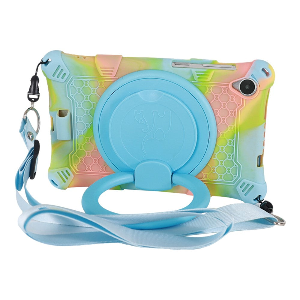 For Lenovo Tab M8 (4th Gen) 2024 TB-301XU / M8 (4th Gen) 2023 TB-300FU PC + Silicone Tablet Case Kickstand Cover - Camouflage Pink / Baby Blue