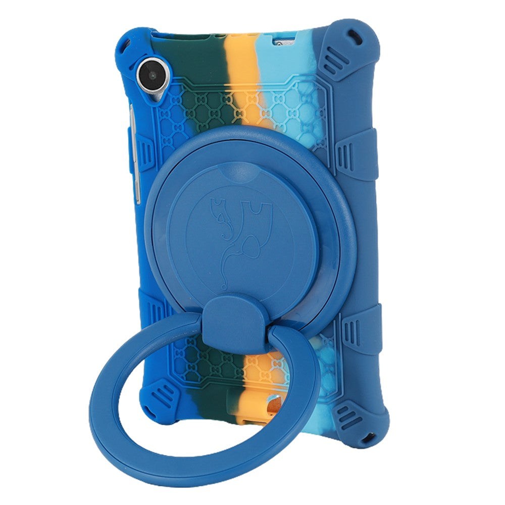 For Lenovo Tab M8 (4th Gen) 2024 TB-301XU / M8 (4th Gen) 2023 TB-300FU PC + Silicone Tablet Case Kickstand Cover - Colorful Dark Blue