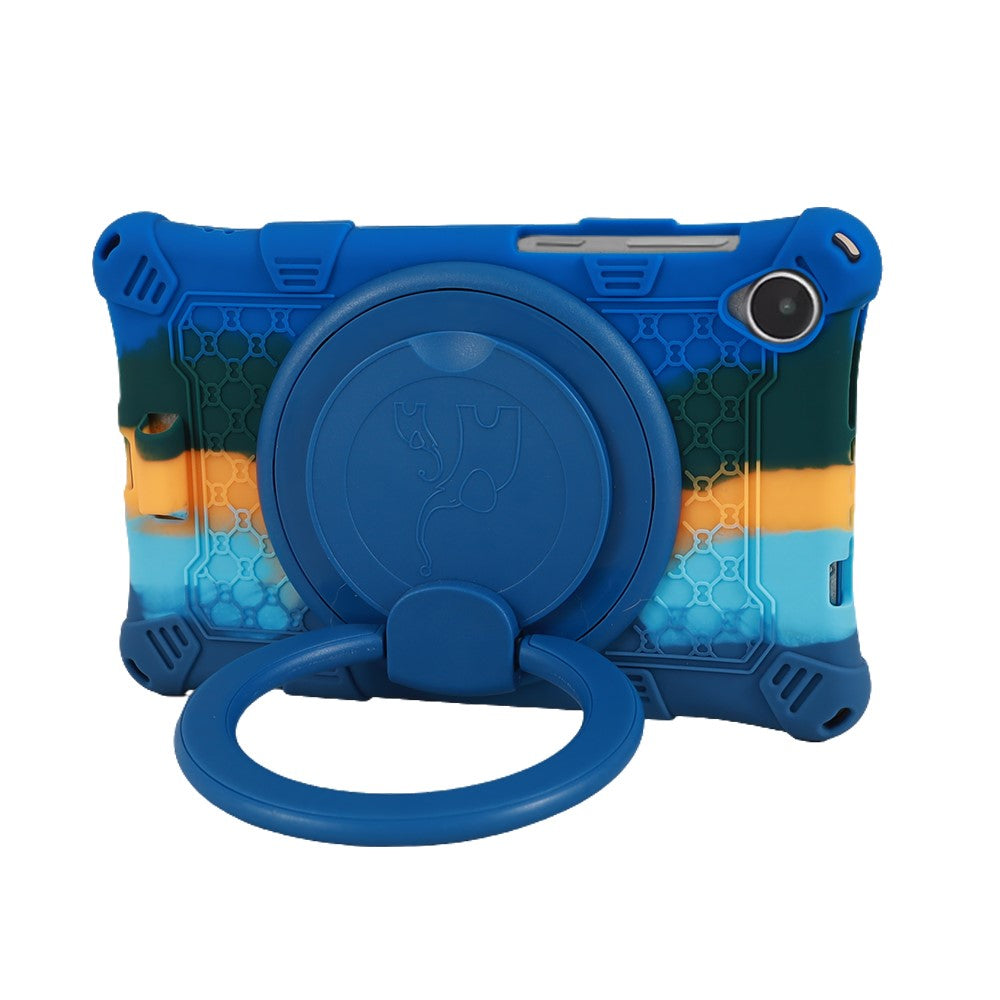 For Lenovo Tab M8 (4th Gen) 2024 TB-301XU / M8 (4th Gen) 2023 TB-300FU PC + Silicone Tablet Case Kickstand Cover - Colorful Dark Blue