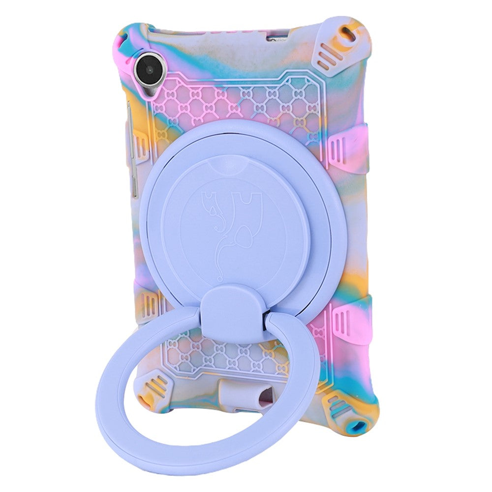 For Lenovo Tab M8 (4th Gen) 2024 TB-301XU / M8 (4th Gen) 2023 TB-300FU PC + Silicone Tablet Case Kickstand Cover - Camouflage Rose / Light Purple