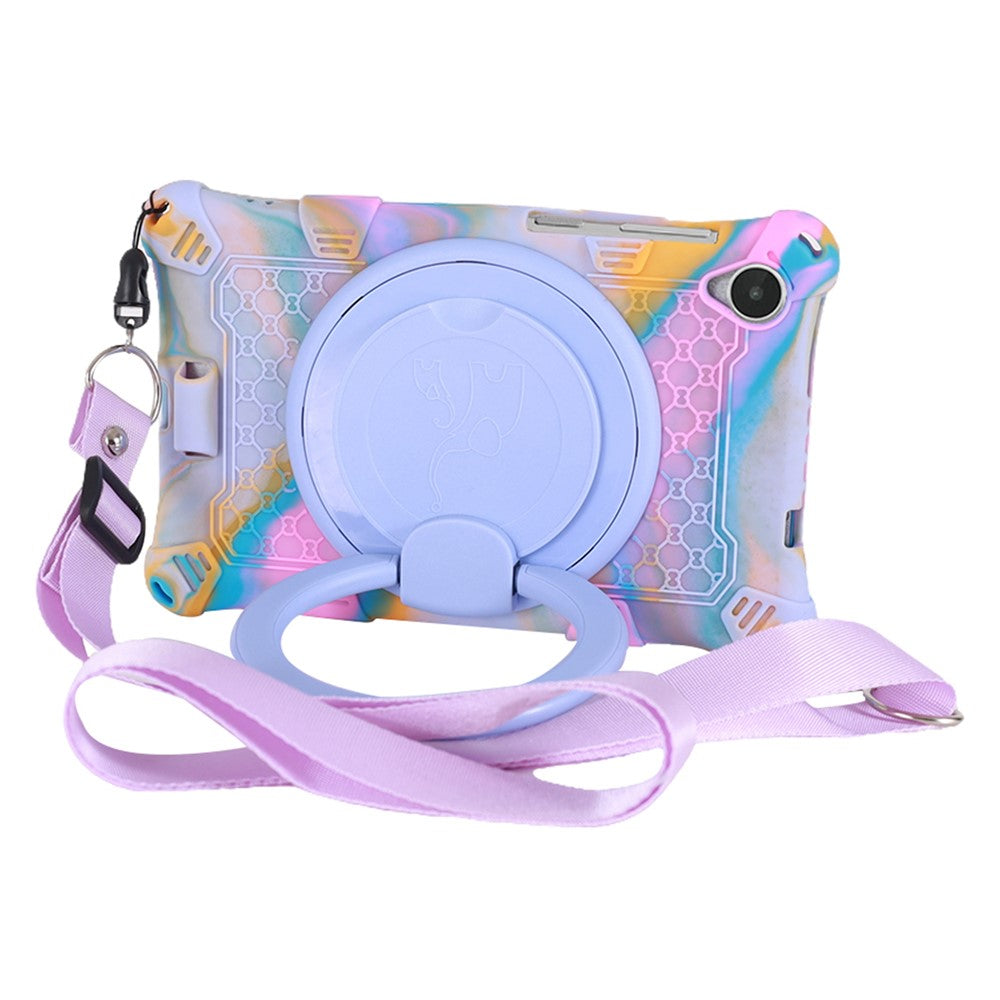 For Lenovo Tab M8 (4th Gen) 2024 TB-301XU / M8 (4th Gen) 2023 TB-300FU PC + Silicone Tablet Case Kickstand Cover - Camouflage Rose / Light Purple