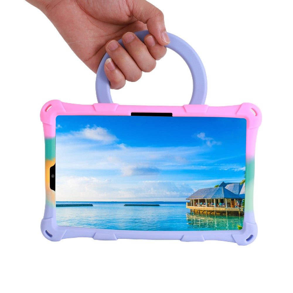 For Lenovo Tab M8 (4th Gen) 2024 TB-301XU / M8 (4th Gen) 2023 TB-300FU PC + Silicone Tablet Case Hand Grip Kickstand Cover - Colorful Pink