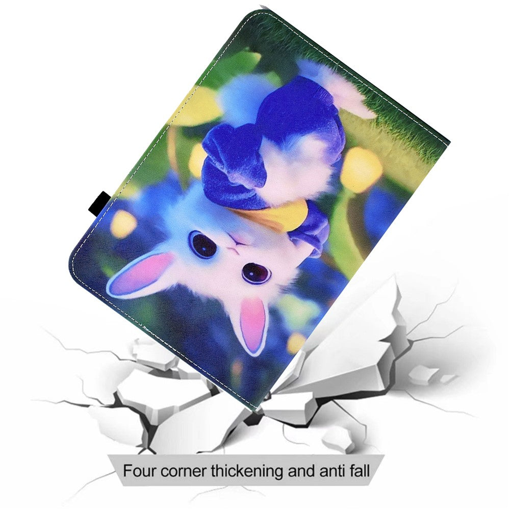 For Lenovo Tab M10 (Gen 3) PU Leather Tablet Case Pattern Printing Stand Card Holder Cover with Elastic Band - Cute Rabbit