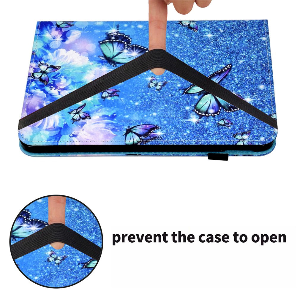 For Lenovo Tab M10 (Gen 3) PU Leather Tablet Case Pattern Printing Stand Card Holder Cover with Elastic Band - Flower and Butterfly