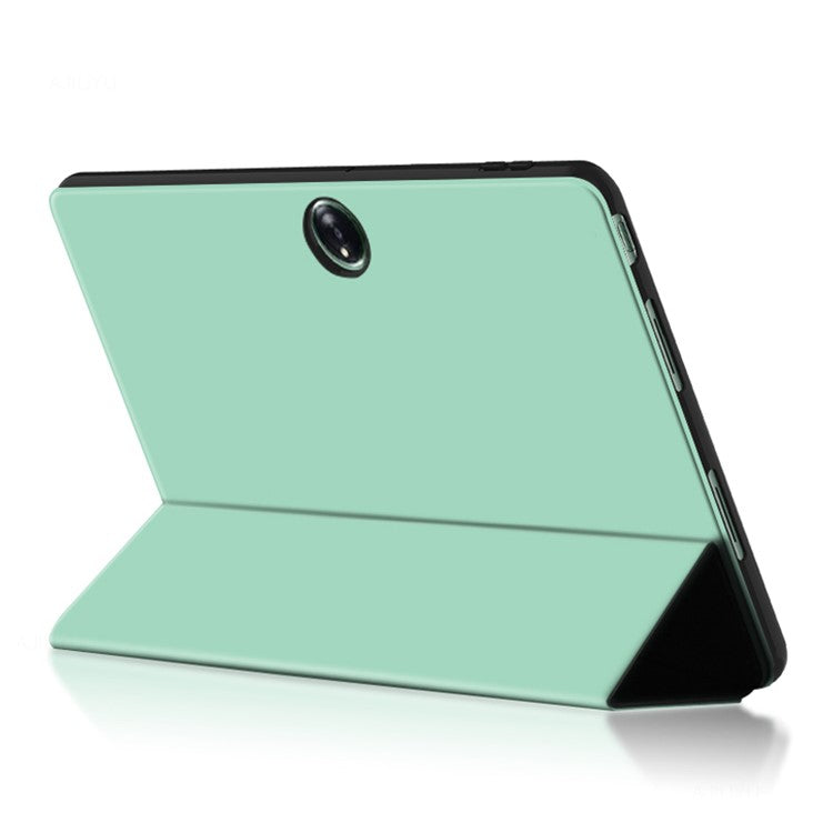 Tablet Case for Oppo Pad 2 , PU Leather + TPU Trifold Stand Protective Tablet Cover - Cyan