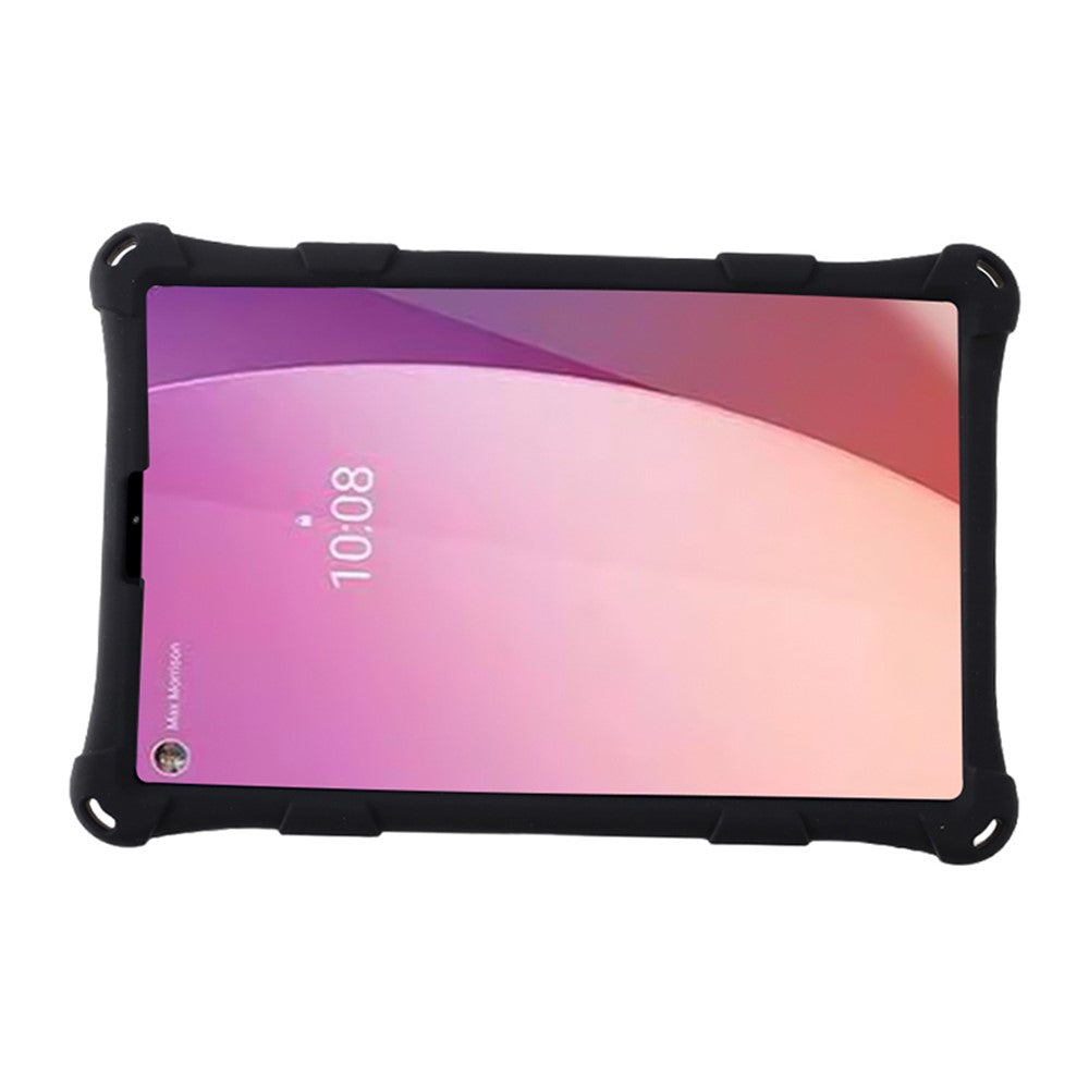 For Lenovo Tab M9 PC + Silicone Shock-Resistant Tablet Case Adjustable Kickstand Cover with Shoulder Strap - Black