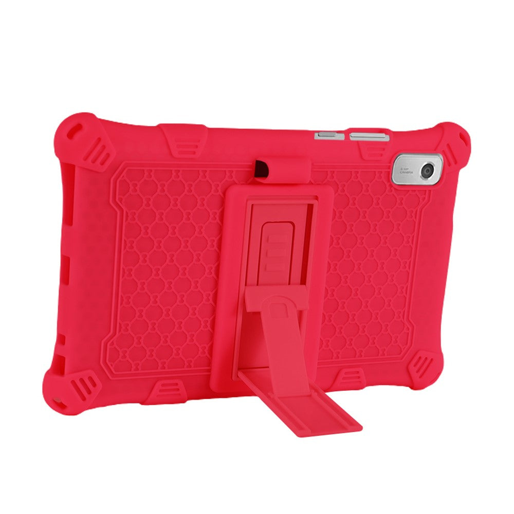 For Lenovo Tab M9 PC + Silicone Shock-Resistant Tablet Case Adjustable Kickstand Cover with Shoulder Strap - Red