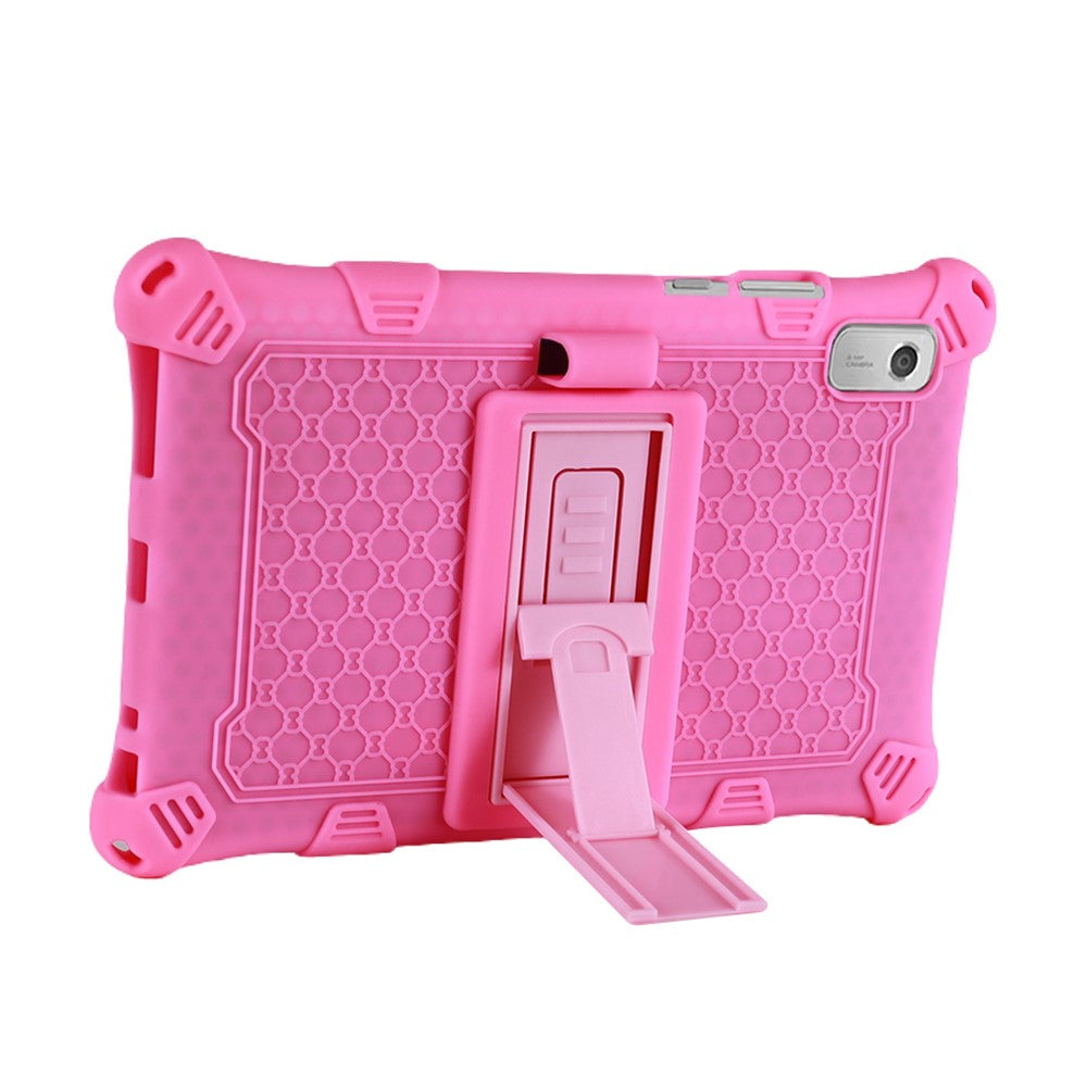 For Lenovo Tab M9 PC + Silicone Shock-Resistant Tablet Case Adjustable Kickstand Cover with Shoulder Strap - Pink