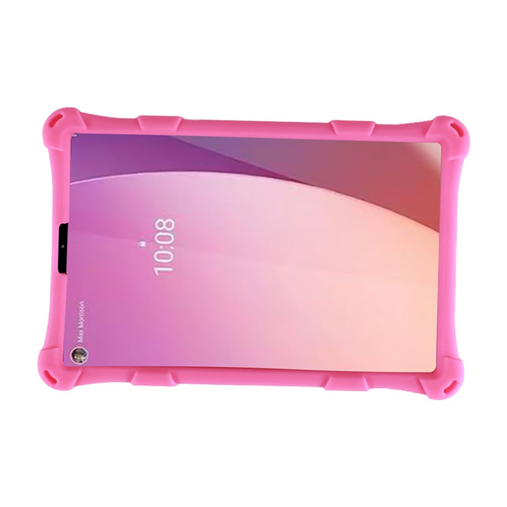 For Lenovo Tab M9 PC + Silicone Shock-Resistant Tablet Case Adjustable Kickstand Cover with Shoulder Strap - Pink