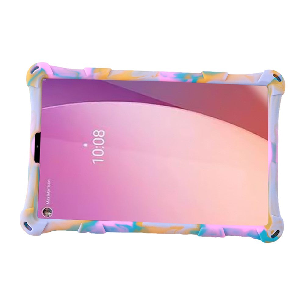 For Lenovo Tab M9 PC + Silicone Shock-Resistant Tablet Case Adjustable Kickstand Cover with Shoulder Strap - Camouflage Rose / Light Purple