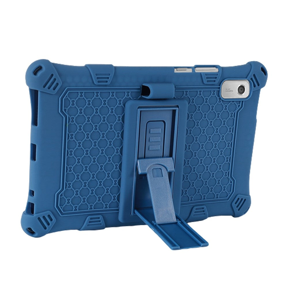 For Lenovo Tab M9 PC + Silicone Shock-Resistant Tablet Case Adjustable Kickstand Cover with Shoulder Strap - Dark Blue
