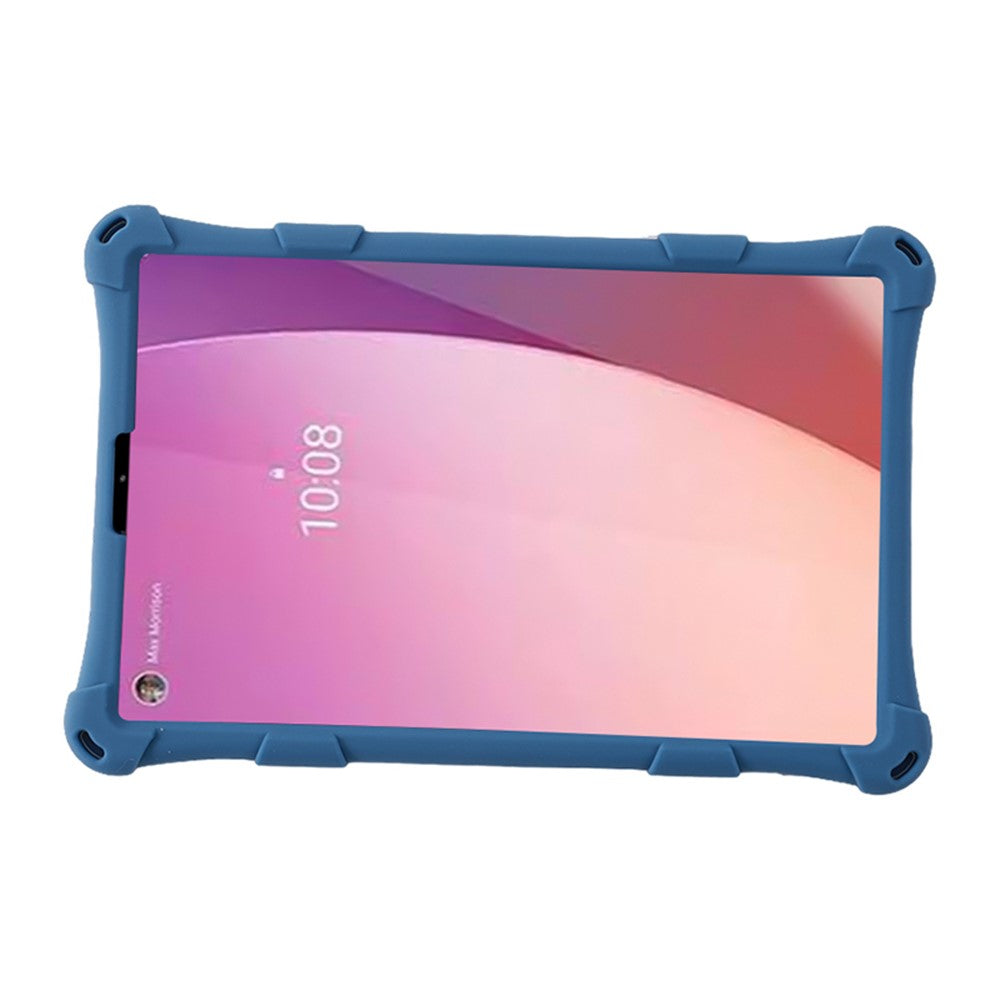 For Lenovo Tab M9 PC + Silicone Shock-Resistant Tablet Case Adjustable Kickstand Cover with Shoulder Strap - Dark Blue