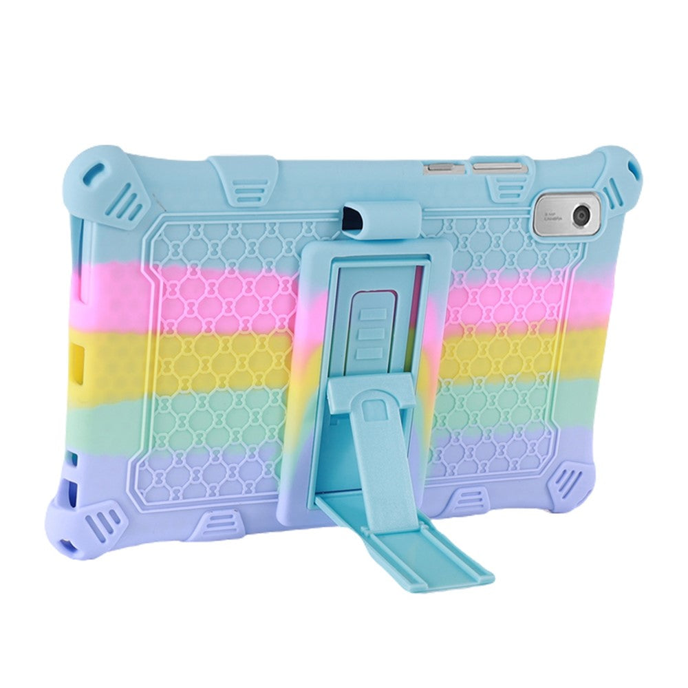 For Lenovo Tab M9 PC + Silicone Shock-Resistant Tablet Case Adjustable Kickstand Cover with Shoulder Strap - Colorful Baby Blue