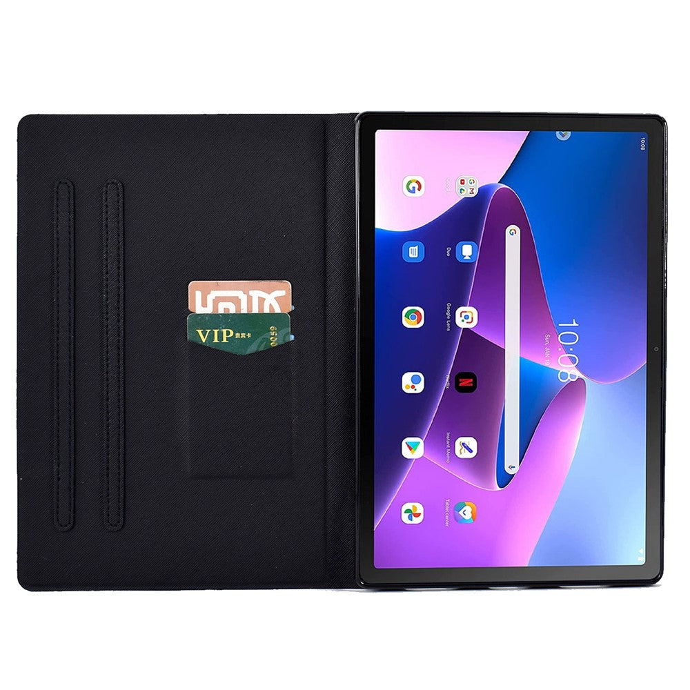 For Lenovo Tab M10 Plus (3rd Gen) / Xiaoxin Pad 2022 10.6 inch Card Slot Tablet Case PU Leather Pattern Printed Stand Cover - Skull