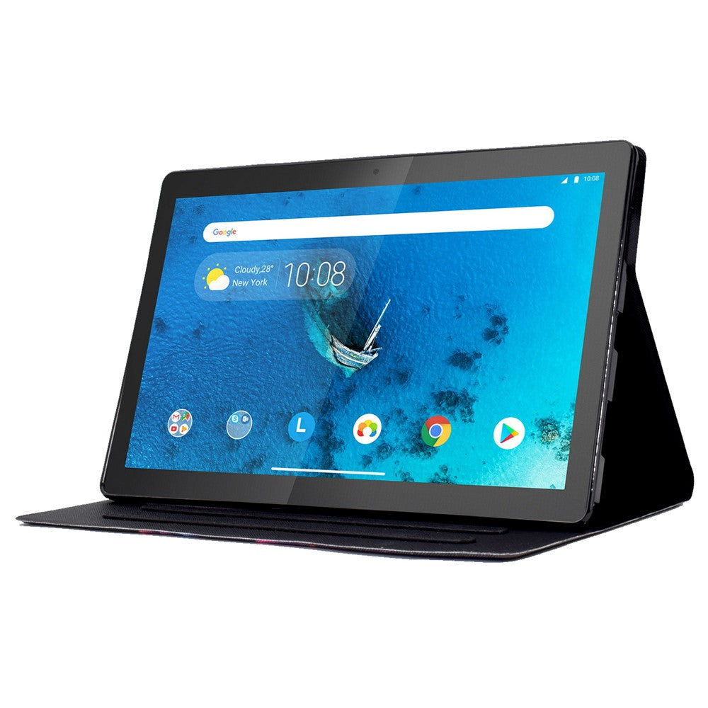 Protective Case for Lenovo Tab M10 (Gen 3) PU Leather Flip Cover Pattern Printed Tablet Stand Case with Card Slots - Skull