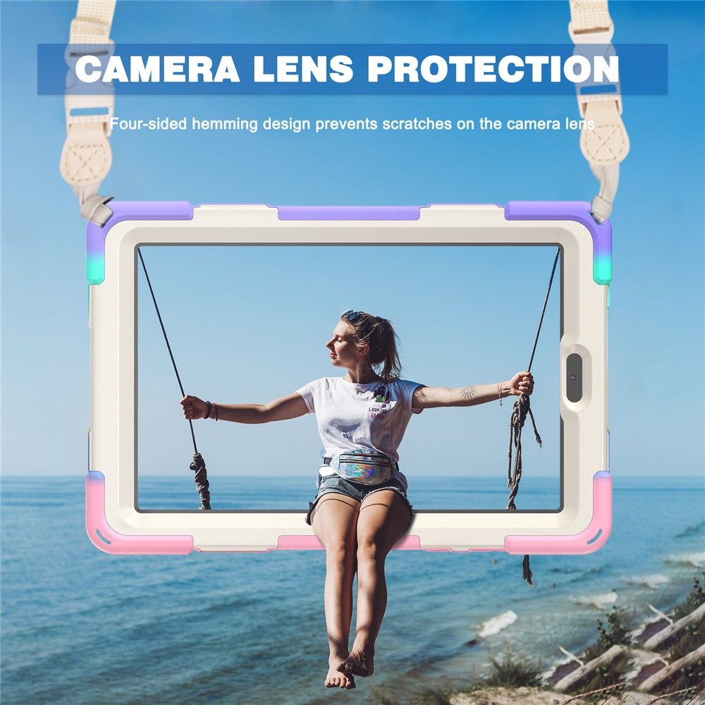 For Lenovo Tab M8 (4th Gen) 2024 TB-301XU / M8 (4th Gen) 2023 TB-300FU Case Kickstand Tablet Case PC+Silicone Cover with Strap - Colorful Pink