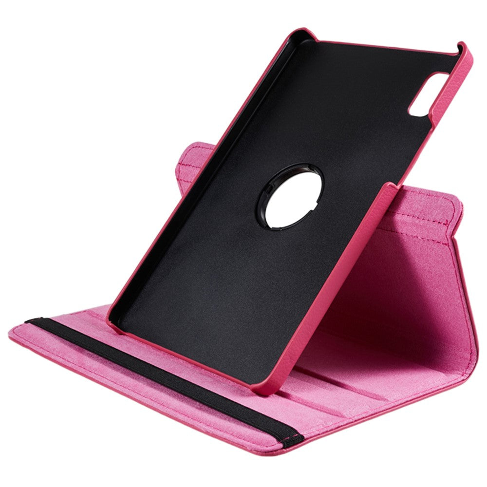 For Lenovo Tab M9 TB-310FU Protective Case 360-Degree Rotating PU Leather Cover with Elastic Band - Rose