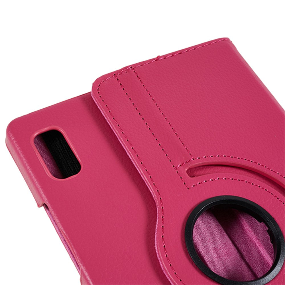 For Lenovo Tab M9 TB-310FU Protective Case 360-Degree Rotating PU Leather Cover with Elastic Band - Rose