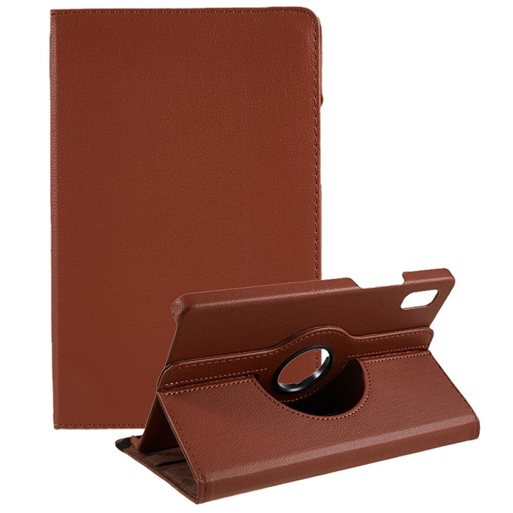 For Lenovo Tab M9 TB-310FU Protective Case 360-Degree Rotating PU Leather Cover with Elastic Band - Brown
