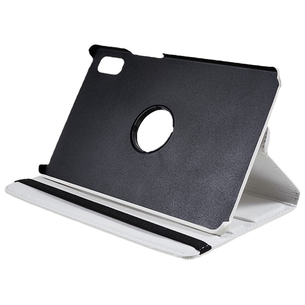 For Lenovo Tab M9 TB-310FU Protective Case 360-Degree Rotating PU Leather Cover with Elastic Band - White