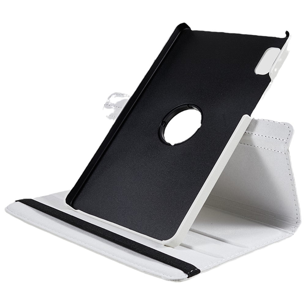 For Lenovo Tab M9 TB-310FU Protective Case 360-Degree Rotating PU Leather Cover with Elastic Band - White