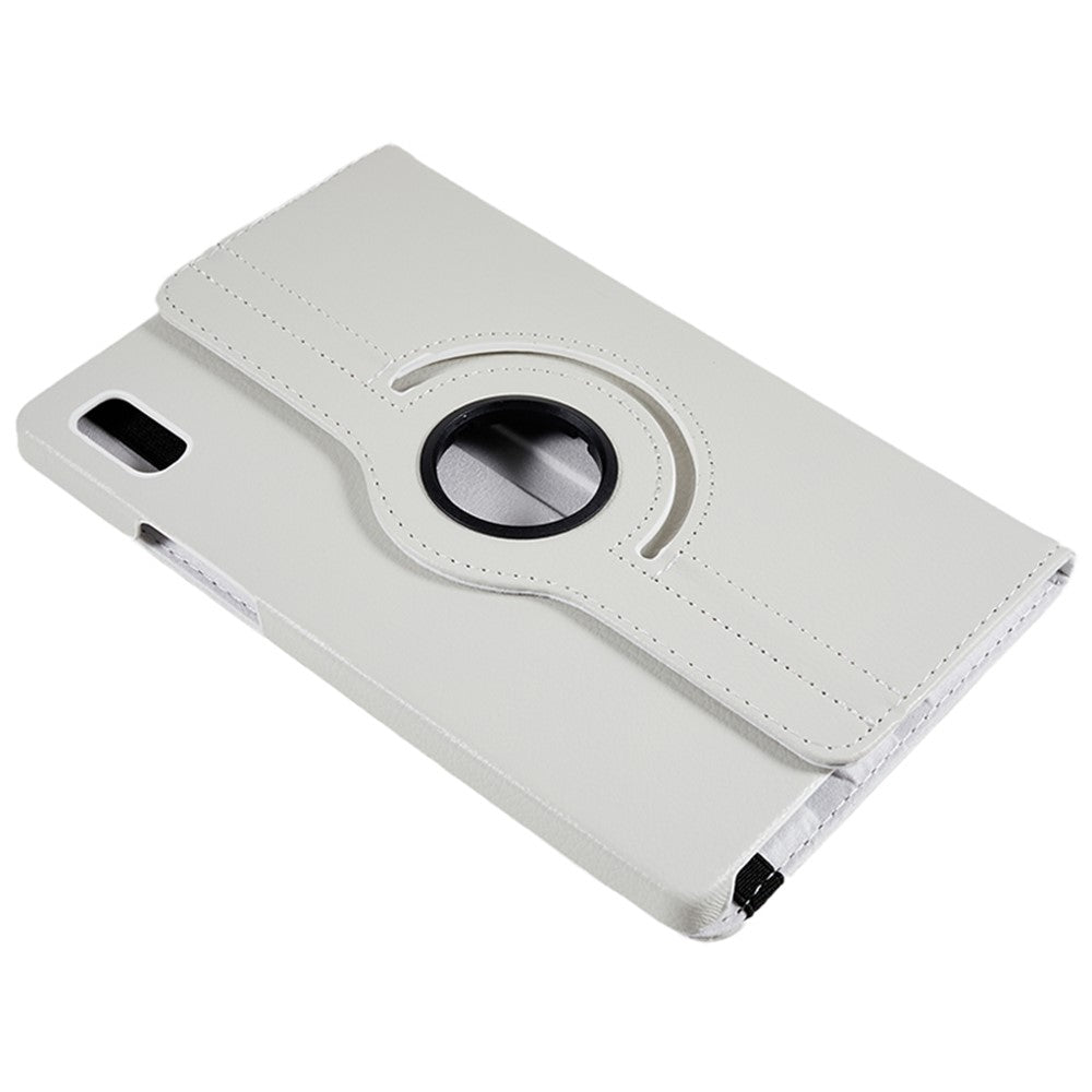 For Lenovo Tab M9 TB-310FU Protective Case 360-Degree Rotating PU Leather Cover with Elastic Band - White