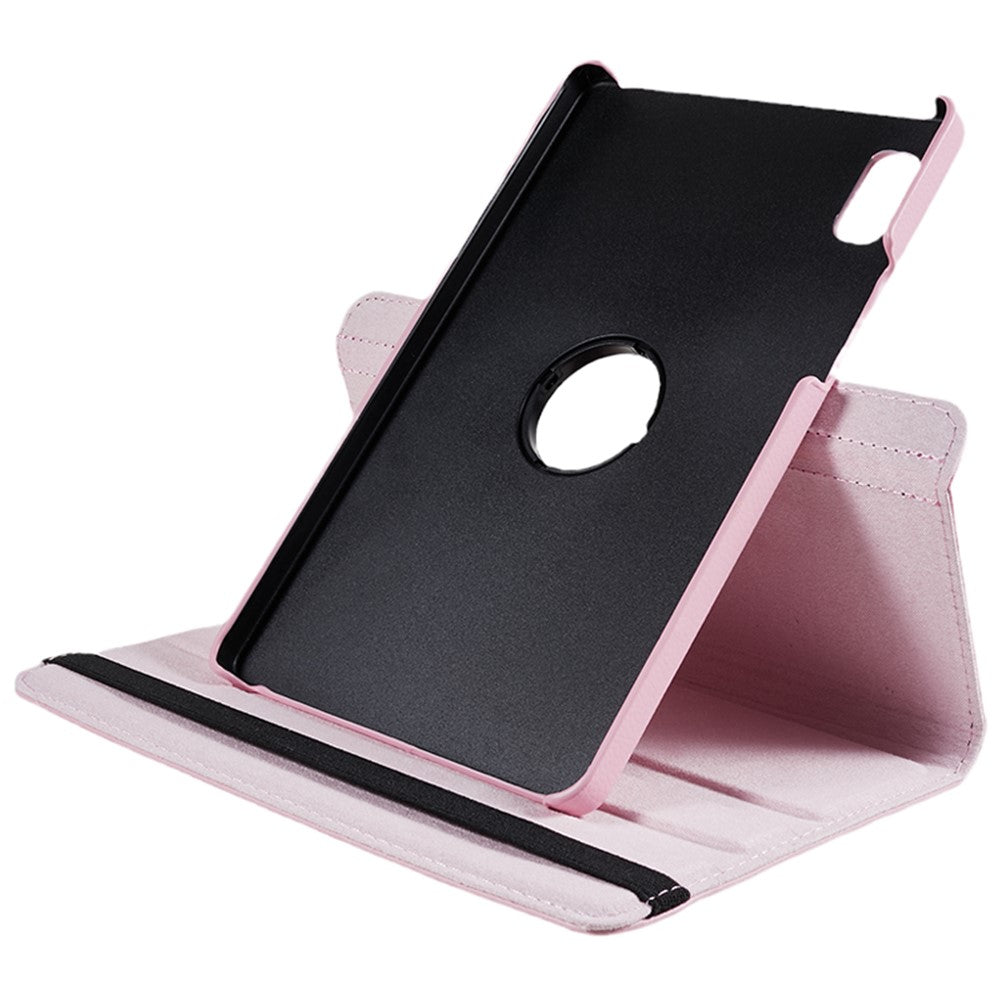 For Lenovo Tab M9 TB-310FU Protective Case 360-Degree Rotating PU Leather Cover with Elastic Band - Pink