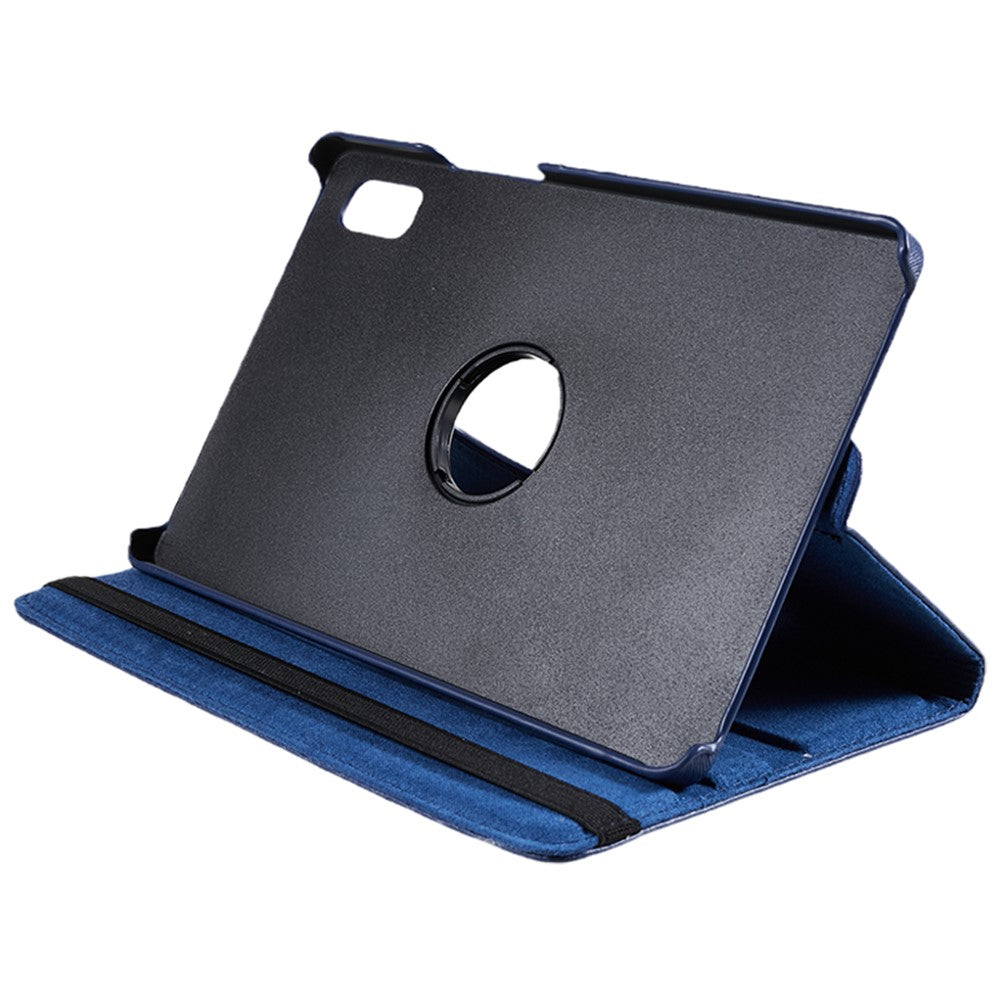 For Lenovo Tab M9 TB-310FU Protective Case 360-Degree Rotating PU Leather Cover with Elastic Band - Dark Blue