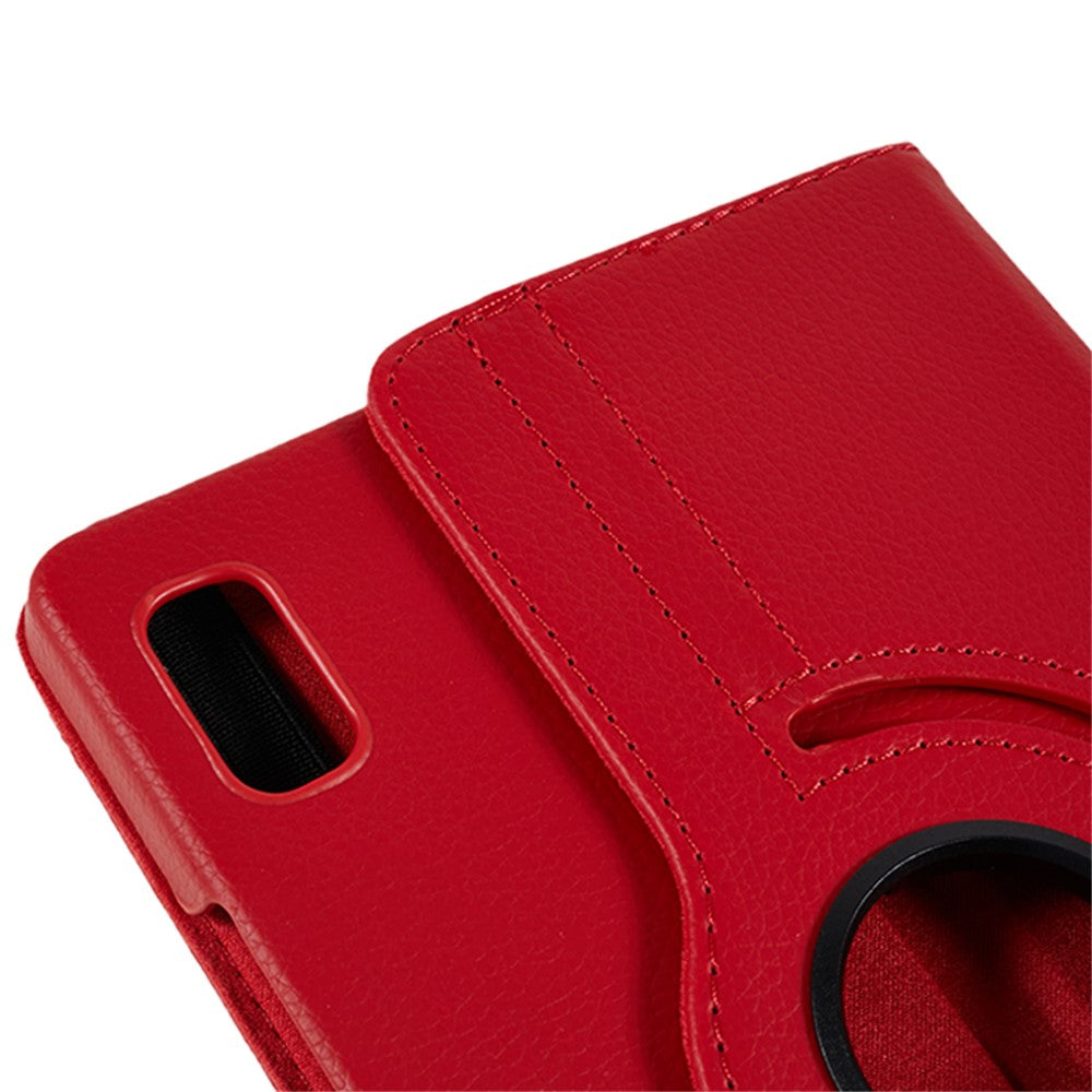 For Lenovo Tab M9 TB-310FU Protective Case 360-Degree Rotating PU Leather Cover with Elastic Band - Red
